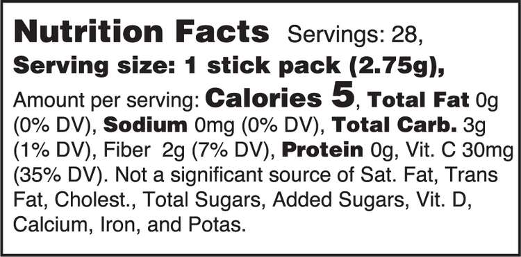 ZBiotics Sugar-to-Fiber nutrition facts and ingredients